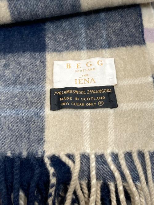 BEGG SCOTLAND FOR IENA（ベグ アンド コー）BEGG SCOTLAND FOR IENA (ベグ アンド コー) 別注ストール ネイビーの古着・服飾アイテム