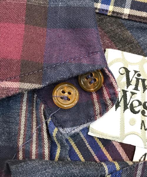 Vivienne Westwood man（ヴィヴィアン ウェストウッド マン）Vivienne Westwood man (ヴィヴィアン ウェストウッド マン) チェックシャツ パープル サイズ:44の古着・服飾アイテム