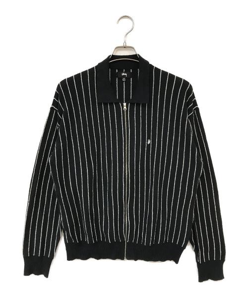 stussy（ステューシー）stussy (ステューシー) LIGHT WEIGHT LS ZIP POLO ブラック サイズ:Mの古着・服飾アイテム
