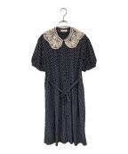 PINK HOUSEピンクハウス）の古着「ドット柄ワンピース」｜ネイビー