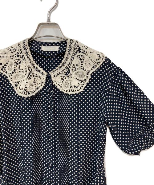 PINK HOUSE（ピンクハウス）PINK HOUSE (ピンクハウス) ドット柄ワンピース ネイビー サイズ:記載なしの古着・服飾アイテム