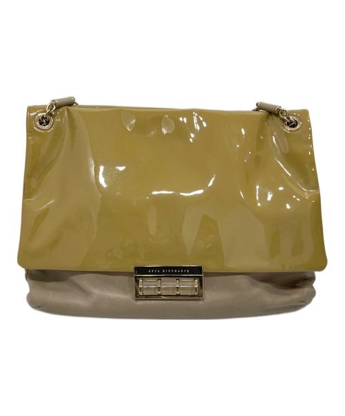 ANYA HINDMARCH（アニヤ・ハインドマーチ）ANYA HINDMARCH (アニヤハインドマーチ) パテントチェーンショルダーバッグ イエローの古着・服飾アイテム
