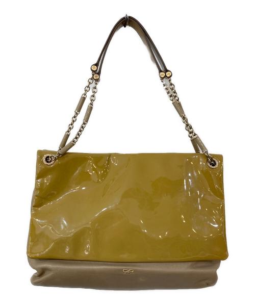 ANYA HINDMARCH（アニヤ・ハインドマーチ）ANYA HINDMARCH (アニヤハインドマーチ) パテントチェーンショルダーバッグ イエローの古着・服飾アイテム