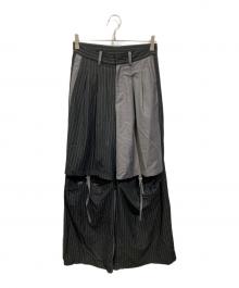 seyto（セイト）の古着「Blocking cut out wide straight pants」｜グレー