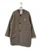 DANTONダントン）の古着「COLLARLESS CREW NECK COAT/カラーレスクルーネックコート」｜ブラウン