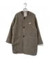 DANTON（ダントン）の古着「COLLARLESS CREW NECK COAT/カラーレスクルーネックコート」｜ブラウン