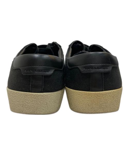 Saint Laurent Paris（サンローランパリ）Saint Laurent Paris (サンローランパリ) ローカット ロゴ刺繍 キャンバス×レザースニーカー ブラック サイズ:41の古着・服飾アイテム