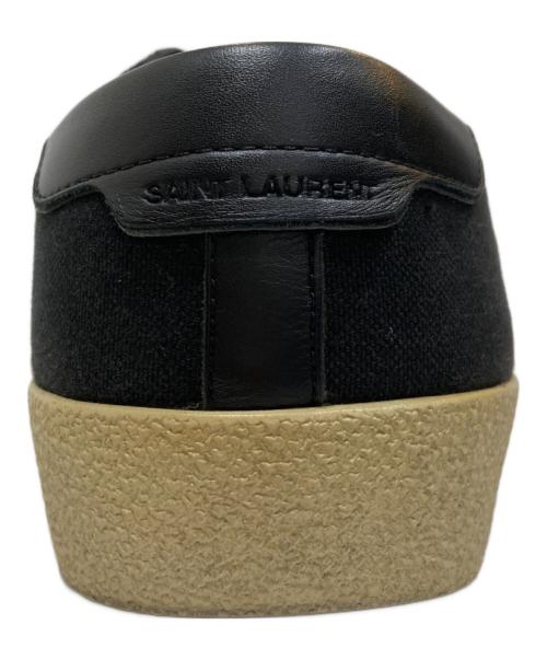 Saint Laurent Paris（サンローランパリ）Saint Laurent Paris (サンローランパリ) ローカット ロゴ刺繍 キャンバス×レザースニーカー ブラック サイズ:41の古着・服飾アイテム