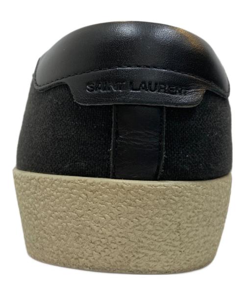 Saint Laurent Paris（サンローランパリ）Saint Laurent Paris (サンローランパリ) ローカット ロゴ刺繍 キャンバス×レザースニーカー ブラック サイズ:41の古着・服飾アイテム