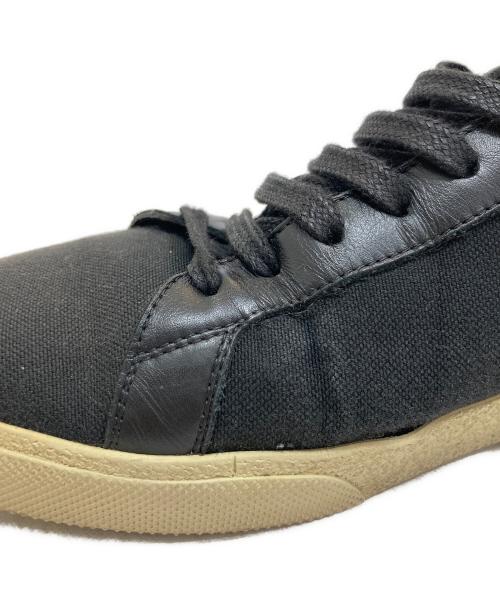 Saint Laurent Paris（サンローランパリ）Saint Laurent Paris (サンローランパリ) ローカット ロゴ刺繍 キャンバス×レザースニーカー ブラック サイズ:41の古着・服飾アイテム