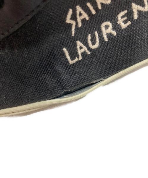 Saint Laurent Paris（サンローランパリ）Saint Laurent Paris (サンローランパリ) ローカット ロゴ刺繍 キャンバス×レザースニーカー ブラック サイズ:41の古着・服飾アイテム