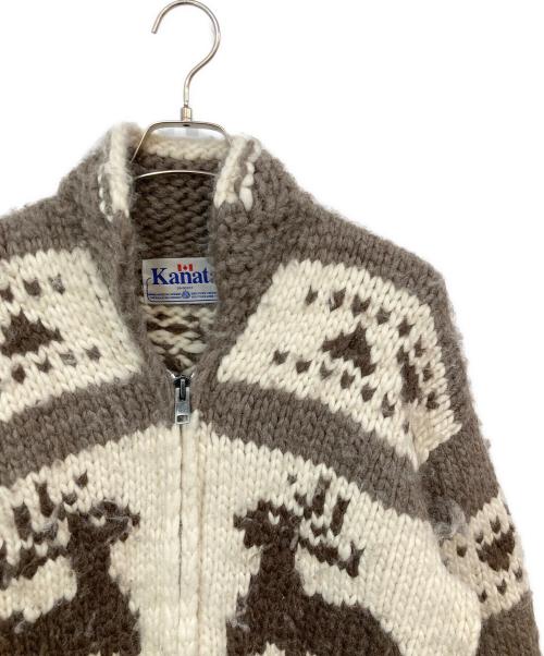 KANATA（カナタ）KANATA (カナタ) トナカイ柄カウチンニットカーディガン ベージュ サイズ:不明の古着・服飾アイテム