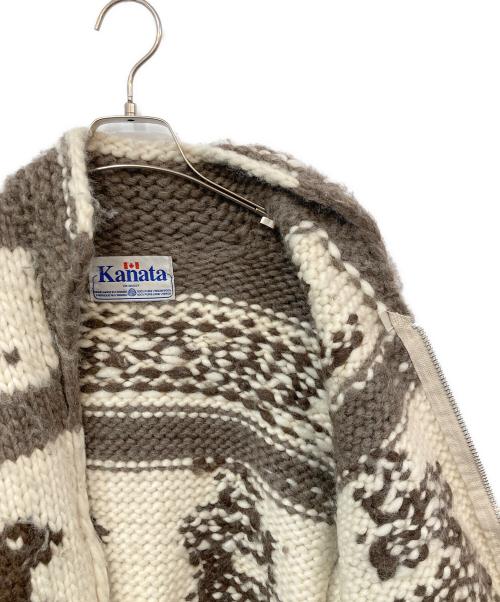 KANATA（カナタ）KANATA (カナタ) トナカイ柄カウチンニットカーディガン ベージュ サイズ:不明の古着・服飾アイテム