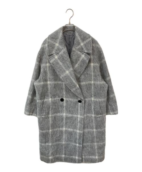 23区（ニジュウサンク）23区 (ニジュウサンク) MANTECOシャギーチェックコート グレー サイズ:44の古着・服飾アイテム