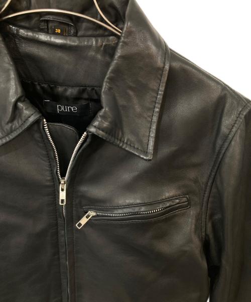 pure（ピュア）pure (ピュア) ラムレザースイングトップ ブラック サイズ:38の古着・服飾アイテム