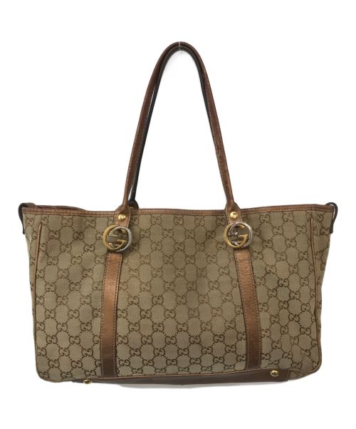 GUCCI（グッチ）GUCCI (グッチ) GGキャンバス ハンドバッグ ベージュの古着・服飾アイテム