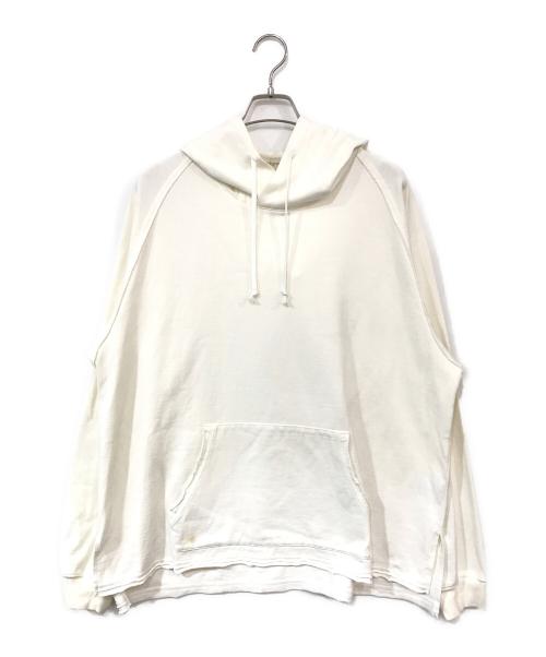 tokyodesignstudio new balance（トーキョーデザインスタジオバイニューバランス）tokyodesignstudio new balance (トーキョーデザインスタジオバイニューバランス) in side out raglan hoodie/インサイドアウトラグランフーディー ホワイト サイズ:SIZE XLの古着・服飾アイテム