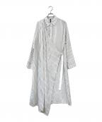 AULA AILAアウラアイラ）の古着「デザインストライプシャツワンピース」｜ホワイト×ブラック