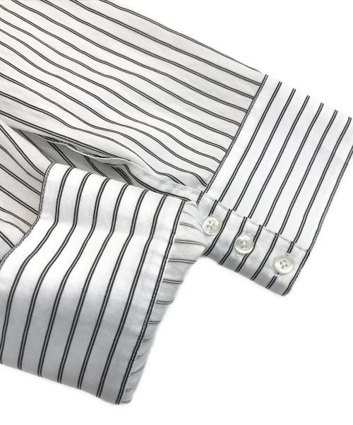 AULA AILA（アウラアイラ）AULA AILA (アウラアイラ) デザインストライプシャツワンピース ホワイト×ブラックの古着・服飾アイテム