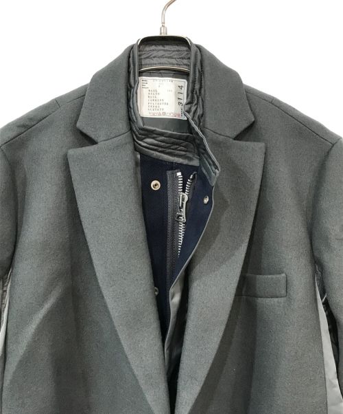 sacai（サカイ）sacai (サカイ) Wool Melton Coat グレー サイズ:2の古着・服飾アイテム