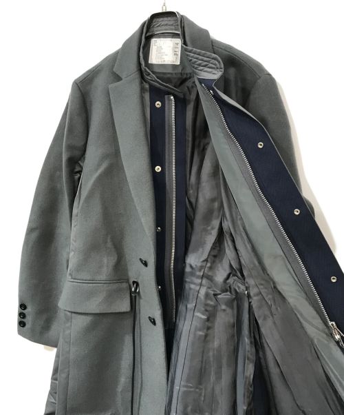 sacai（サカイ）sacai (サカイ) Wool Melton Coat グレー サイズ:2の古着・服飾アイテム