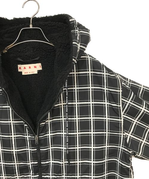 MARNI（マルニ）MARNI (マルニ) ポリエステルチェックフーディパデットブルゾン ブラック サイズ:50の古着・服飾アイテム