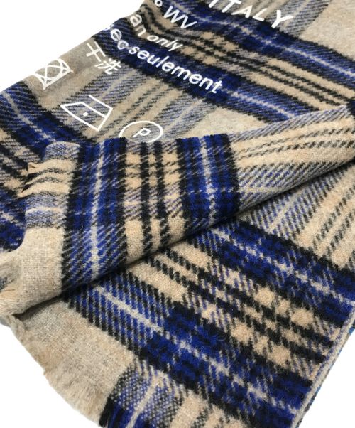 Acne studios（アクネ ストゥディオス）ACNE STUDIOS (アクネ ストゥディオス) チェックプリント大判ストール ブラウン×ブルーの古着・服飾アイテム