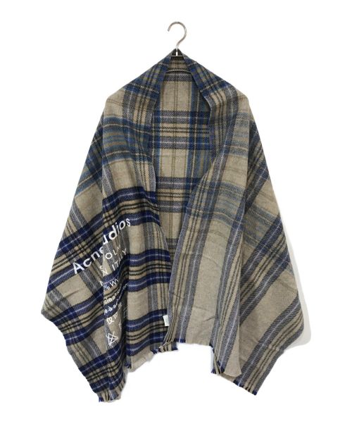 Acne studios（アクネ ストゥディオス）ACNE STUDIOS (アクネ ストゥディオス) チェックプリント大判ストール ブラウン×ブルーの古着・服飾アイテム