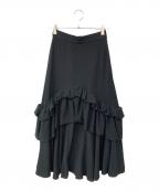 Ameriアメリ）の古着「CREPE VOLUME GATHER SKIRT/クレープボリュームギャザースカート」｜ブラック