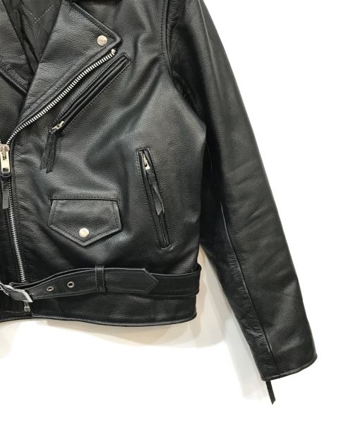 FREEDOM（フリーダム）freedom (フリーダム) ダブルレザーライダースジャケット ブラック サイズ:44の古着・服飾アイテム