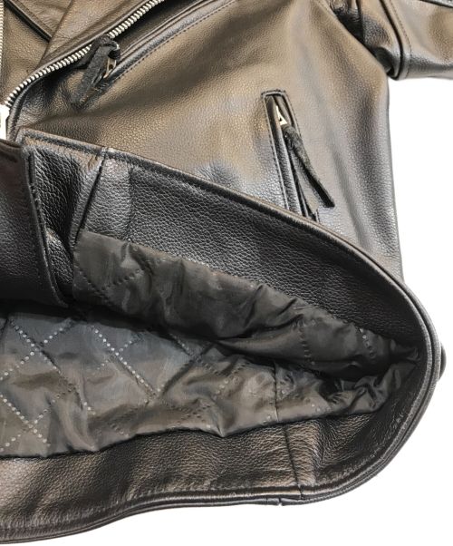 FREEDOM（フリーダム）freedom (フリーダム) ダブルレザーライダースジャケット ブラック サイズ:44の古着・服飾アイテム