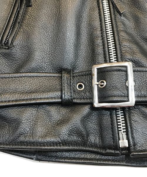 FREEDOM（フリーダム）freedom (フリーダム) ダブルレザーライダースジャケット ブラック サイズ:44の古着・服飾アイテム