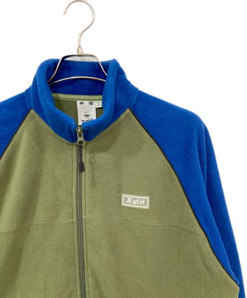 X-GIRL（エックスガール）X-GIRL (エックスガール) RAGLAN FLEECE JACKET/ラグランフリースジャケット オリーブ サイズ:SIZE Mの古着・服飾アイテム