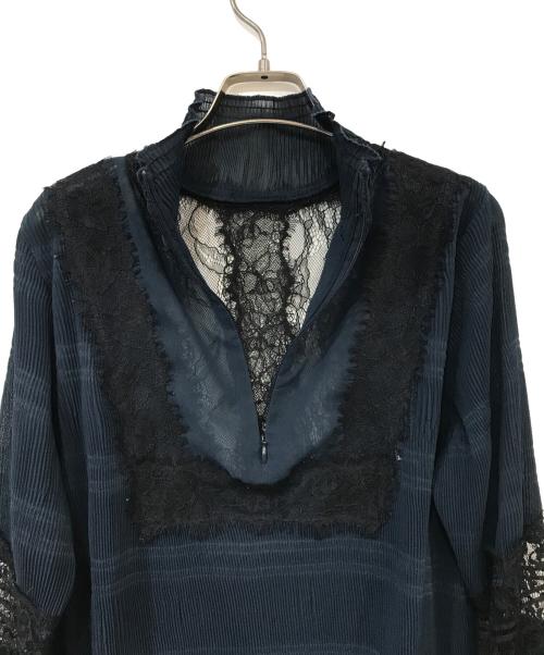 GANNI（ガニー）Ganni (ガニー) レースブラウス ネイビー サイズ:34の古着・服飾アイテム