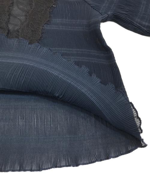 GANNI（ガニー）Ganni (ガニー) レースブラウス ネイビー サイズ:34の古着・服飾アイテム