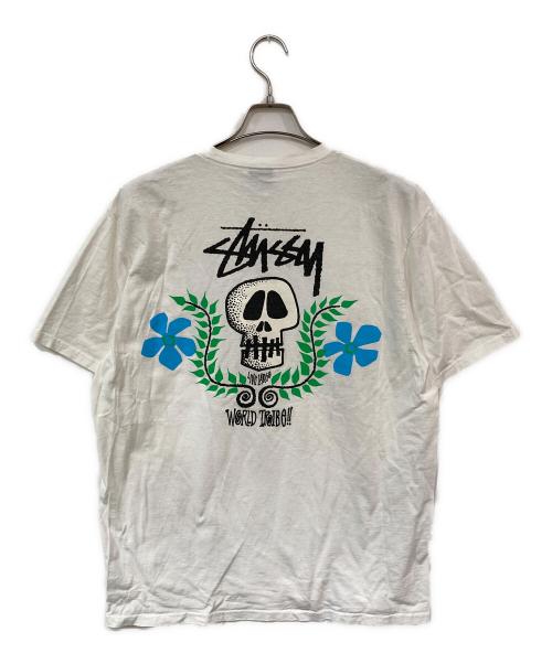 stussy（ステューシー）stussy (ステューシー) プリントTシャツ ホワイト サイズ:Lの古着・服飾アイテム