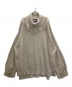 MAISON SPECIALメゾンスペシャル）の古着「プライムオーバーフリンジタートルネックニットプルオーバー」｜ベージュ