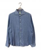 finamoreフィナモレ）の古着「右綾スプレッドカラーシャツ」｜ブルー