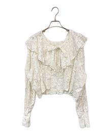 POPPY（ポピー）の古着「Lace Raffle Cardigan/レースラッフルカーディガン」｜ホワイト