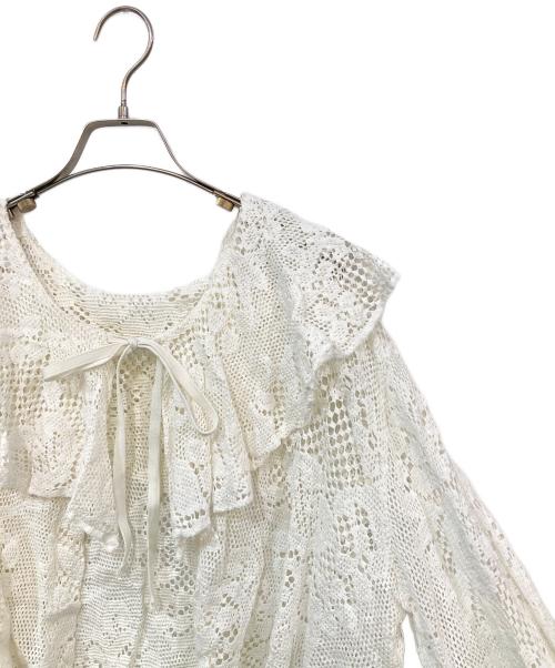 POPPY（ポピー）POPPY (ポピー) Lace Raffle Cardigan/レースラッフルカーディガン ホワイト サイズ:FREEの古着・服飾アイテム