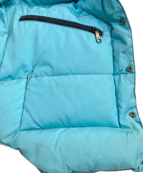Rocky Mountain FeatherBed（ロッキーマウンテンフェザーベッド）Rocky Mountain FeatherBed (ロッキーマウンテンフェザーベッド) レザー切替ダウンベスト ブラウン×スカイブルー サイズ:不明の古着・服飾アイテム