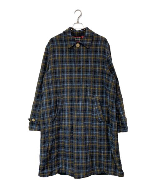 UNDERCOVER（アンダーカバー）UNDERCOVER (アンダーカバー) 切替縮絨チェックロングコート グレー サイズ:SIZE 2の古着・服飾アイテム