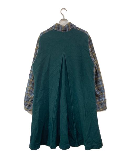 UNDERCOVER（アンダーカバー）UNDERCOVER (アンダーカバー) 切替縮絨チェックロングコート グレー サイズ:SIZE 2の古着・服飾アイテム