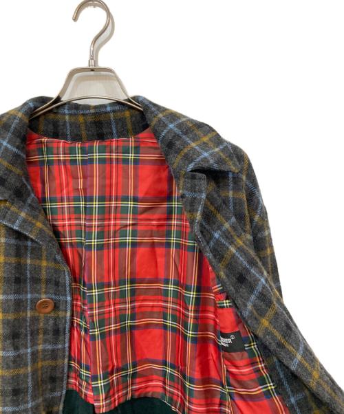UNDERCOVER（アンダーカバー）UNDERCOVER (アンダーカバー) 切替縮絨チェックロングコート グレー サイズ:SIZE 2の古着・服飾アイテム