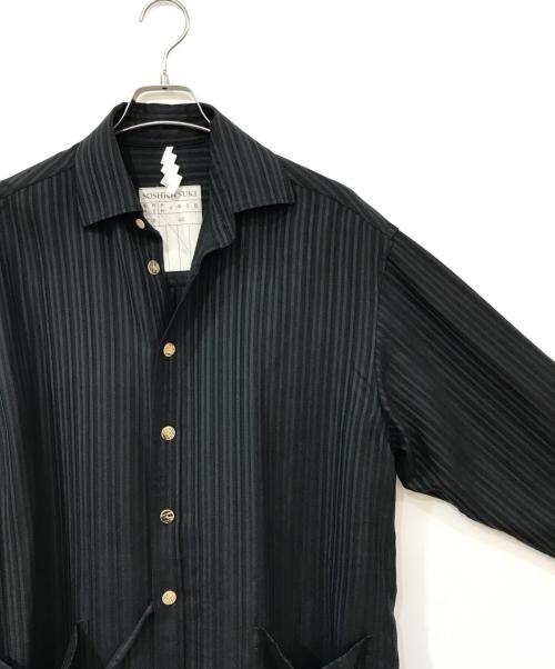 SOSHIOTSUKI（ソウシ オオツキ）SOSHIOTSUKI (ソウシ オオツキ) The Kimono Breasted Longshirt ブラック サイズ:46の古着・服飾アイテム