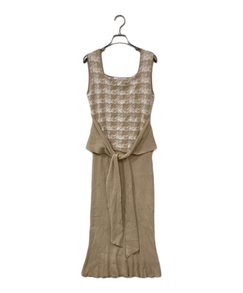 HER LIP TO（ハーリップトゥ）Her lip to (ハーリップトゥ) ニットワンピース ベージュ サイズ:Mの古着・服飾アイテム