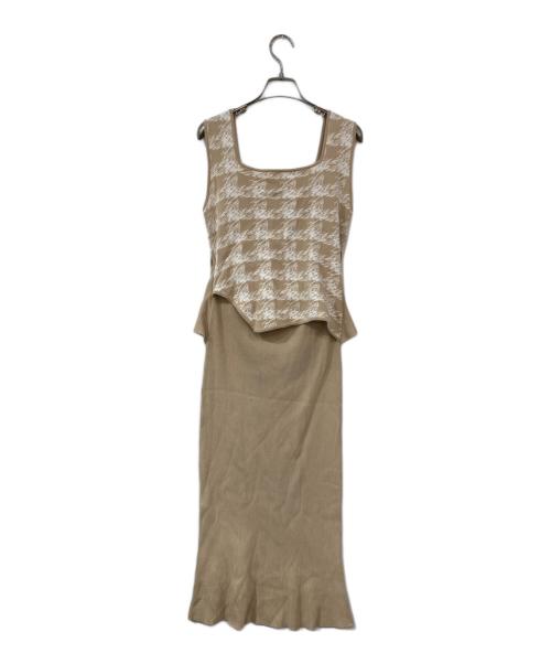 HER LIP TO（ハーリップトゥ）Her lip to (ハーリップトゥ) ニットワンピース ベージュ サイズ:Mの古着・服飾アイテム