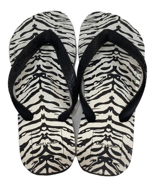 Saint Laurent Paris（サンローランパリ）Saint Laurent Paris (サンローランパリ) HAVAIANAS (ハワイアナス) ゼブラ柄サンダル ブラック サイズ:37/38の古着・服飾アイテム