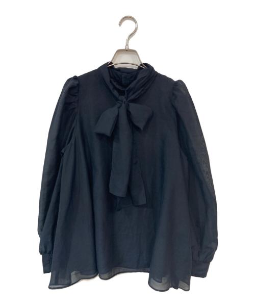 CELFORD（セルフォード）CELFORD (セルフォード) ボウタイ付きシア―ブラウス ネイビー サイズ:SIZE 36の古着・服飾アイテム