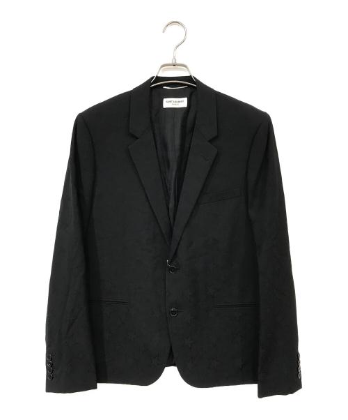 Saint Laurent Paris（サンローランパリ）Saint Laurent Paris (サンローランパリ) スター柄ウールシルクジャケット ブラック サイズ:52の古着・服飾アイテム